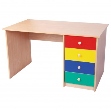 Auklėtojos stalas su spalvotais stalčiais